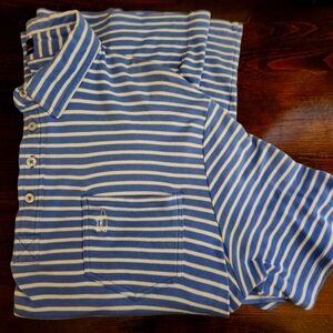 Johnnie-O Polo - Blue White Stripe - Men's Large Golf Shirt